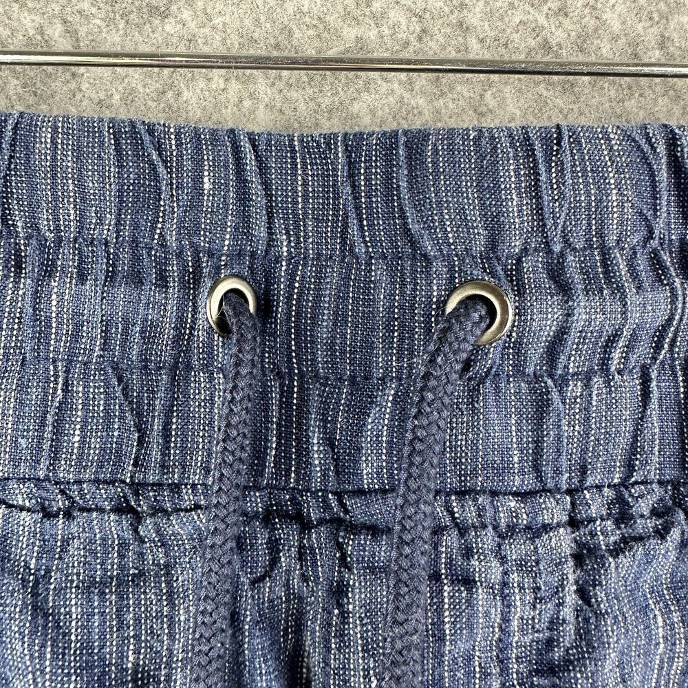 Athleta Cabo Linen Textured Shorts Womens 10 Blue Pull On Drawtstring Pockets 4" - Picture 3 of 13